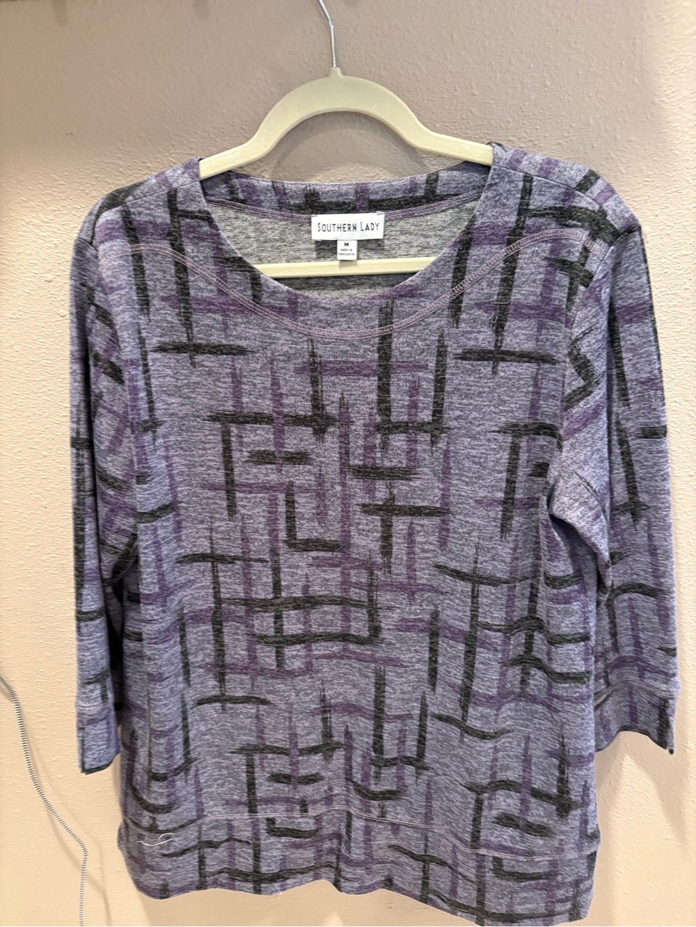 Southern Lady Lavender and Charcoal Geometric Tunic